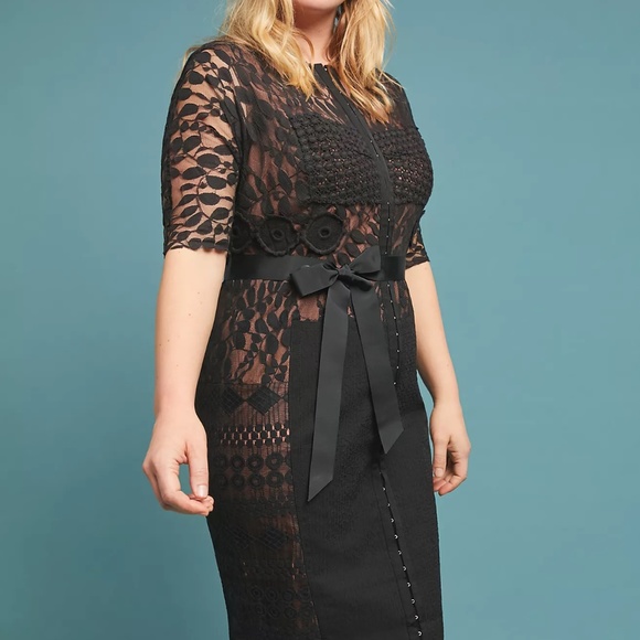 NWT Anthropologie Byron Lars Beguile  Black Carissima Sheath Dress 14 - Picture 5 of 9